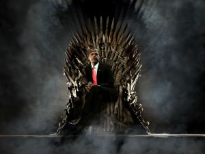 Obama on throne
